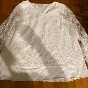 Coton frais white eyelid lace layered top large